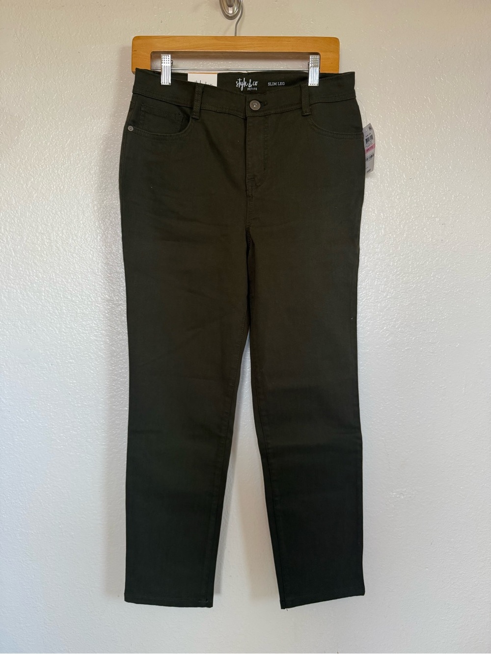 Style & Co. Olive Green Slim Leg Tummy Control High Rise Jeans - Picture 2 of 7